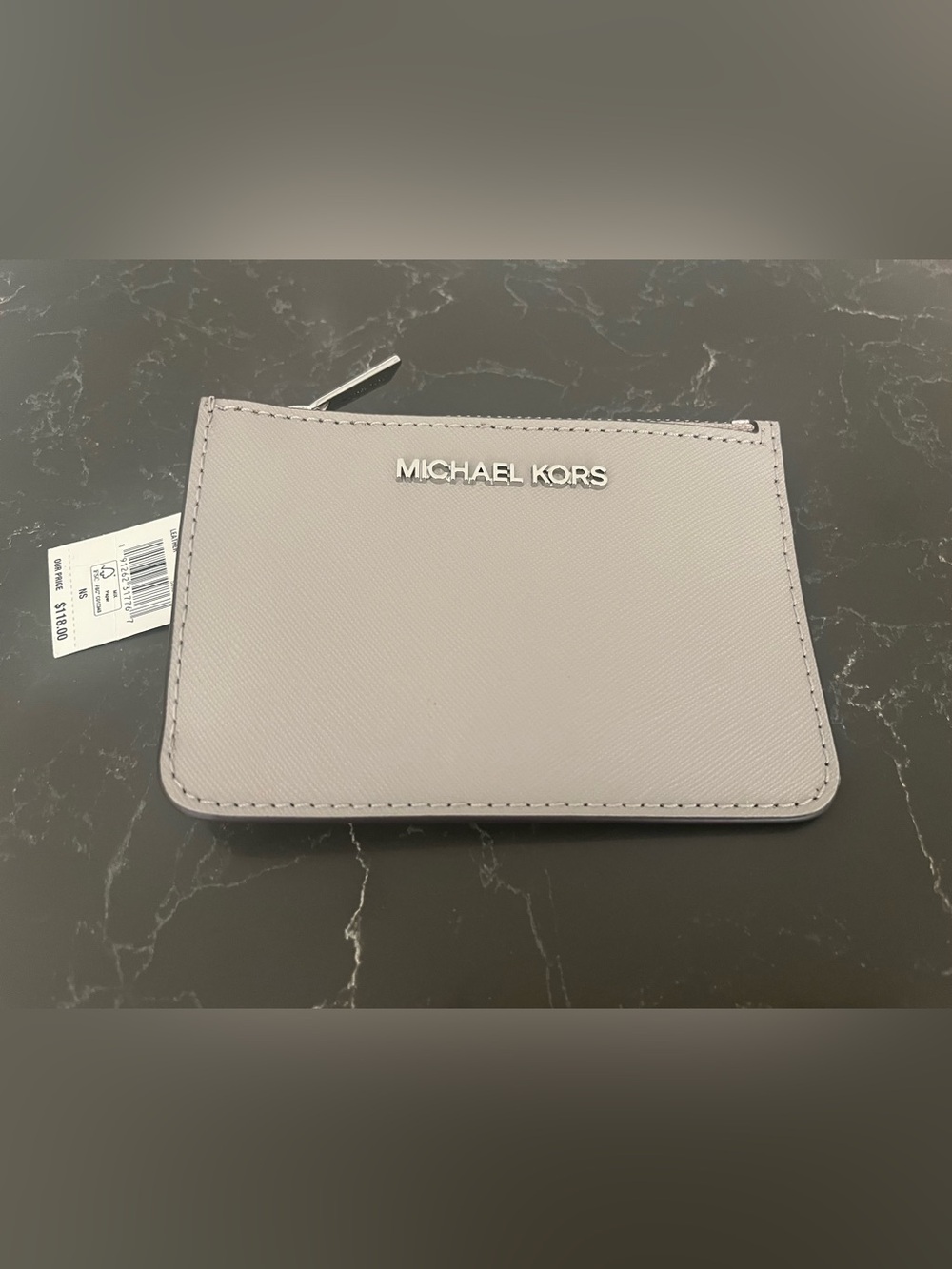 Michael Kors Jet Set Travel Leather Wallet in Gray NWT